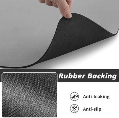 HotLive Dog Food Mat - Absorbent Cat Mat for Food and Water, No Stains Pet Feeding Bowl Mat, Easy to Clean Pet Placemats, Quick Dry Dog Water Dispenser Mat for Messy Drinkers | Grey 12"x 19" - Image 5