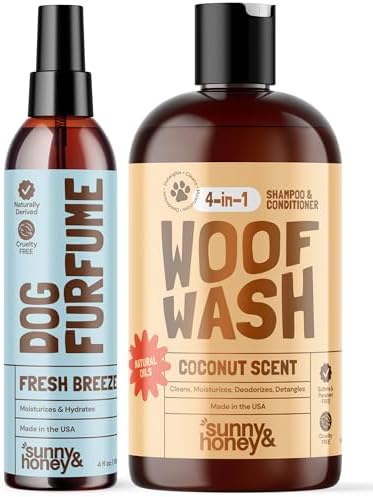 Sunny & Honey Detangling Dog Shampoo and Conditioner with Bonus Dog Perfume by SunnyHoney
