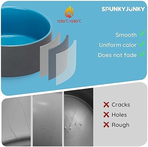 SPUNKYJUNKY 28.7OZ Ceramic Dog and Cat Bowl, Modern Cute Weighted Food Water Bowl for Replace Blue-Grey (1 Pack) - Image 3