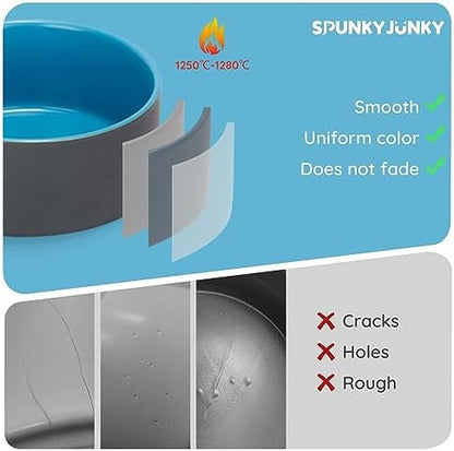 SPUNKYJUNKY 28.7OZ Ceramic Dog and Cat Bowl, Modern Cute Weighted Food Water Bowl for Replace Blue-Grey (1 Pack) - Image 3