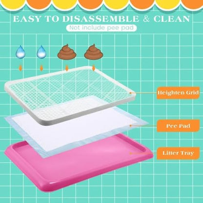 Mifoci Dog Pee Pad Holder Potty Tray Portable Dog Litter Box Toilet Training for Indoor Outdoor Small Medium Large Pet Puppy(Pink,25.59 x 18.9 Inches,2 Pcs) - Image 3
