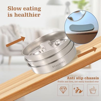 Stainless Steel Slow Feeder Dog Bowls – Non-Slip Metal Dog Bowl for Large & Medium Breeds, Puppy Puzzle Feeder – 2 Cup Capacity for Small to Big Pets – Durable Slow Feed Dog & Cat Food Dish with Mat - Image 4