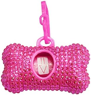 Bling Dog Poop Pickup Bag Dispenser Holder Pet Waste Disposal Bag Pet Trash Bags Holder Bone Shaped Hot Pink with small garbage bags by TJCGCKK