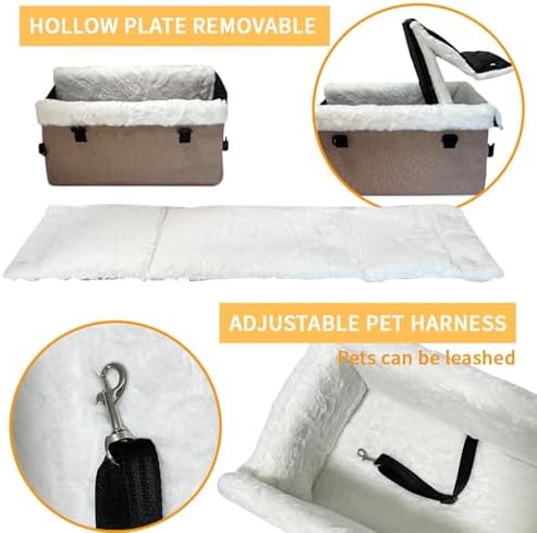 Center Console Dog Car Seat for Small Dogs with Soft Plush Fabric - Image 5