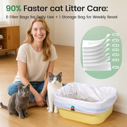Sifting litter bags with 7-Day Litter System, Heavy Duty Thickened litter liners, 37x18 Inch (28 Pack) For Most Litter Boxes and Cat Supplies - Image 7