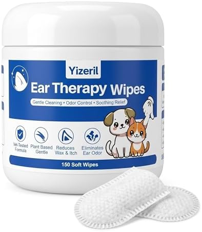 Dog Ear Finger Wipes, 150 Count, Alcohol-Free Ear Cleaner by yizeril
