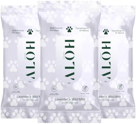ALŌH Hypoallergenic Pet Wipes for Dog, Lavender & Wild Mint, All-Natural by AL%C5%8CH