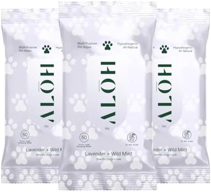 ALŌH Hypoallergenic Pet Wipes for Dog, Lavender & Wild Mint, All-Natural by AL%C5%8CH