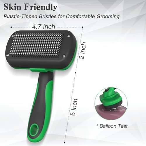 Dipoo Self Cleaning Deshedding Brush for Dogs & Cats - Skin Friendly Grooming Tool with Hair Removal for Haired Pets, Green - Image 4