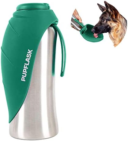 PupFlask Large Dog Water Bottle, Portable Stainless Steel Travel Bowl by TuffPupper