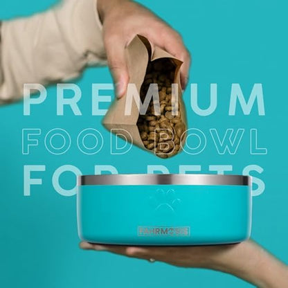 FAHRMOSIS 64 OZ Dog Bowl with Slow Feeder Insert Stainless Steel Pet Water Bowl for Medium & Large Breed Non Slip Rubber Base & Plastic Puzzle Feeder - Teal - Image 6