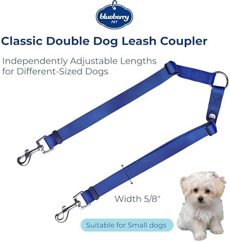 Blueberry Pet Essentials Durable Classic Double Dog Leash Coupler, Royal Blue, Small, Dual Walking & Training Leashes for Two Dogs - Image 3