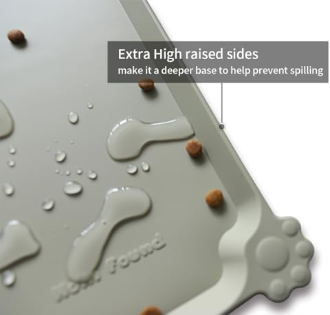Hoki Found Silicone Pet Food Tray - Non Slip Pet Dog Cat Bowl Placemat - Feeding Mat - Waterproof Dog Cat Food Mats - For Carpet - Cream Green - Image 2