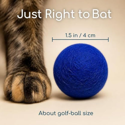 Wool Cat Balls - Safe Silent Felt Ball Toys - Fun Colorful Soft Quiet Wool Kitty Toys - Unique for Cat Lovers - 6 PCS Hand Made in Nepal - Image 4