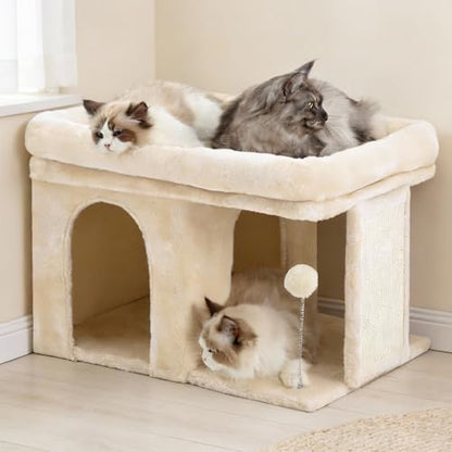 Heybly Cat Tree, 14" Cat Tower with Large Cat Bed & Condo HCT203SM by HEYBLY