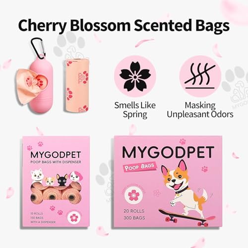 Dog Poop Bags Rolls with Dispenser 150 Count Biodegradable Poop Bags for Dog and Cat Cherry Blossom Scented Waste Bag Leak Proof Doggie Poop Bag Doggy Trash Bag Pink - Image 6