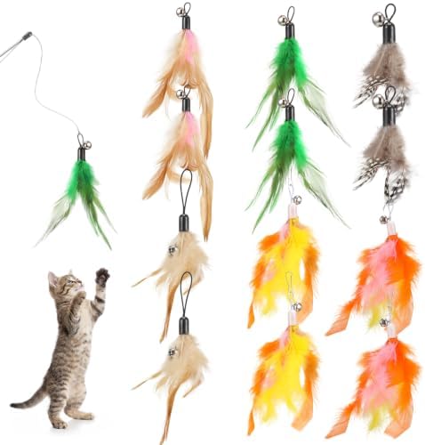 12Pcs Cat Toy Feather Refills with Bells, Cat Teaser Toy Fishing Pole Toys by Unknown