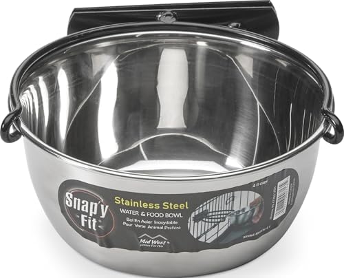MidWest Homes for Pets Snap'y Fit Stainless Steel Food or Water Bowl, Holds 1 Quart, Mounts to Wire Crates, No-Tip Design, Rust-Resistant, for Dogs and Cats by MidWestHomesForPets