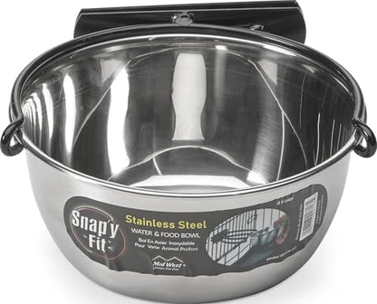 MidWest Homes for Pets Snap'y Fit Stainless Steel Food or Water Bowl, Holds 1 Quart, Mounts to Wire Crates, No-Tip Design, Rust-Resistant, for Dogs and Cats by MidWestHomesForPets