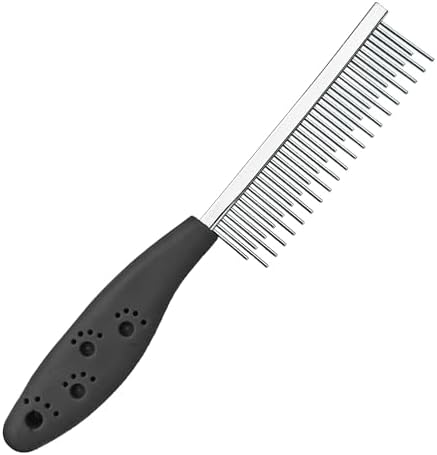 Dog or Cat Comb Grooming with Short and Long Teeth Dematting Knots Tangles Remover Combs Detangler Tool Suitable for Dogs Cats Poodle HorseStainless Steel Pin (Black) by SPDTECH