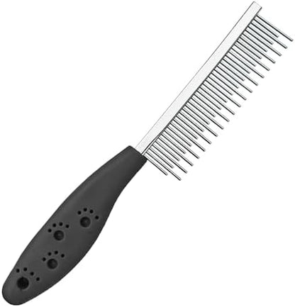 Dog or Cat Comb Grooming with Short and Long Teeth Dematting Knots Tangles Remover Combs Detangler Tool Suitable for Dogs Cats Poodle HorseStainless Steel Pin (Black) by SPDTECH