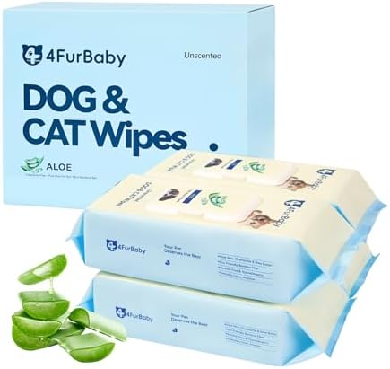 8" x 8" Dog Wipes for Paws and Butt, Unscented, 400 Count by 4FurBaby