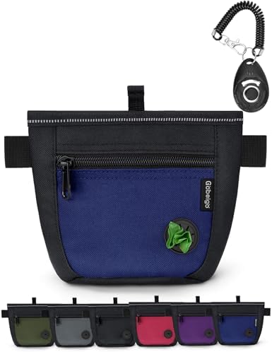 Gobeigo 2 Cup Dog Treat Pouch with Training Clicker(Black/Blue) by Gobeigo