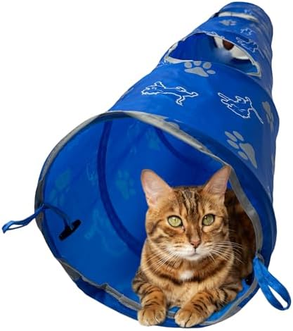 NFL Detroit Lions Cat Tunnel Tube Toy with Plush Football Catnip and Feathers Collapsible Tunnel for Cats to Play, Peek and Hide, Sporty & Fun Cat Tunnel Toy with Team Logo All-Over Design! by PETSFIRST