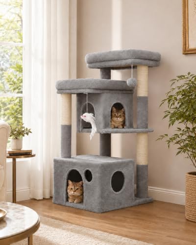 Heybly 34.6" Cat Tree Anti-Tipping Floor Cat Condo for Kittens, HCT205SW by HEYBLY