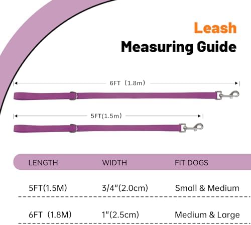 Waterproof Dog Leash, 5/6 FT Durable Odor-Proof Dog Leashes with Strong Metal Hooks Fits Small Medium or Large Dogs (Purple, 5FT - 3/4 inch Width) - Image 4