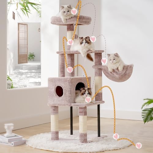 Heybly Cat Tree with Toy, 49.2 inch Cat Tower for Indoor Cats HCT200SMU - Image 2