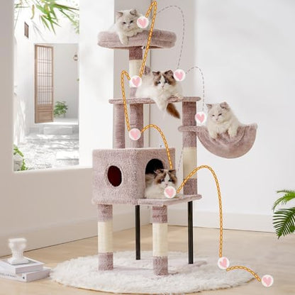 Heybly Cat Tree with Toy, 49.2 inch Cat Tower for Indoor Cats HCT200SMU - Image 2