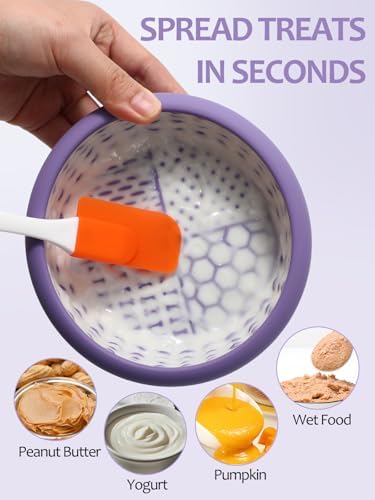 Dog Lick Bowl for Large Dogs, Lick Mat, Slow Feeder Lick Bowl with Brush and Scraper,Strong Suction, Freeze Licking Bowl for Anxiety Relief, Enrichment & Distraction, Dishwasher Safe 7.6 * 3.5 inch - Image 4