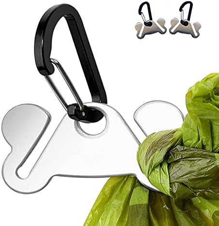 2PCS Dog Poop Bag Holder, Waste Holder for Dispenser Carrier, Hand Free Metal by Hilihali