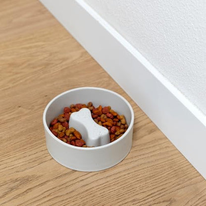 Fringe Studio Speckled Bone Bone Medium Ceramic Slow Feeder Pet Bowl (6.5" Diameter x 2.5" H, 30 fl.oz.), PetShop Collection (780MD001) - Image 2