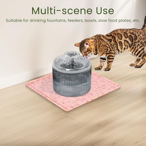 Ptlom Dog Food Mat Anti-Slip Dog Bowl Mats for Food and Water, Waterproof Pet Placemat Prevents Messy Spill to Floor, Silicone Puppy Feeding Tray for Small, Medium and Large Dogs Cats, Pink - Image 5