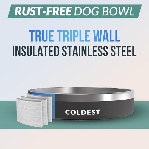 Coldest Dog Bowl - Anti Rust Metal, Non Slip, 3 Layers Insulated Stainless Steel Dog Bowls - Spill Proof & Heavy Duty - Water Bowl for Dogs, Cats & Pets, Dish Washer Safe (21 oz, Stealth Black) - Image 3