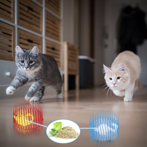 Jecery 5 Pcs Cat Toys Spring,Catnip Rats,Multicolor - Image 6