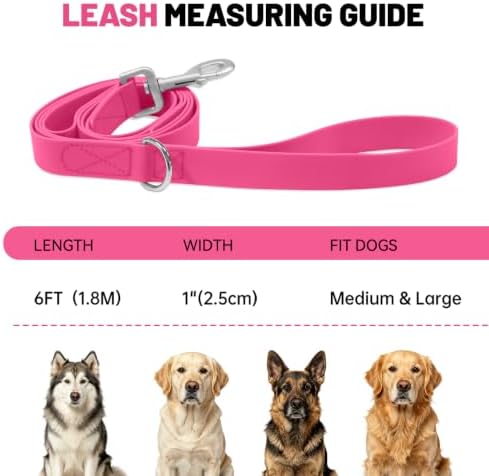 Waterproof Dog Leash with Double Handle, 6 FT Durable Odor-Proof Dog Leashes with Strong Aviation Aluminum Hooks Fits Small Medium or Large Dogs - Image 4