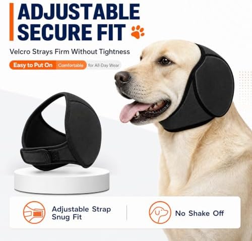 Dog Ear Muffs Noise Protection, Waterproof Calming Dog Ear Wrap for Anxiety Relief, No Shake Ear Flap Cover Snood Hoodie for Hematoma Recovery, Bathing, Grooming & Fireworks - Image 5
