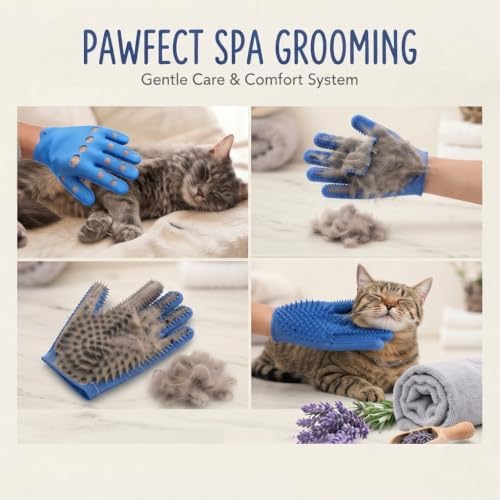 Pet Grooming Gloves for Cats & Dogs – Silicone Hair Removal Glove for Bathing, Shedding & Massage – Gentle Mitt for Long & Short Hair Pets with Drainage System - Image 2