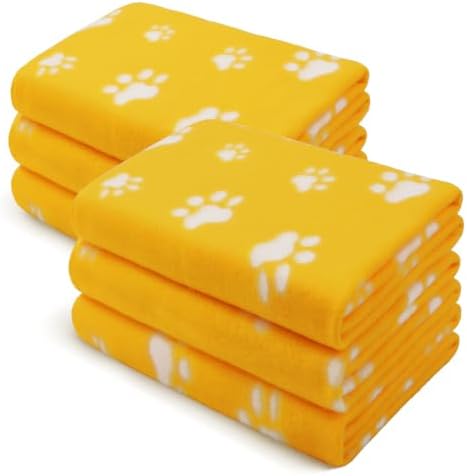 LINENLUX Fleece Dog Blankets 6-Pack, Soft Stretchy for Small Medium Puppy by LINENLUX
