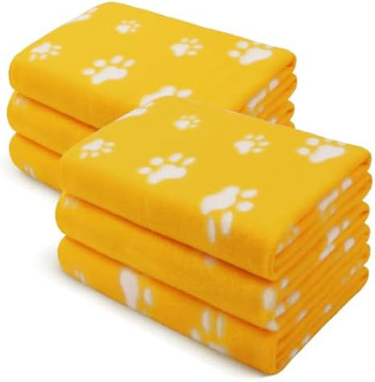 LINENLUX Fleece Dog Blankets 6-Pack, Soft Stretchy for Small Medium Puppy by LINENLUX