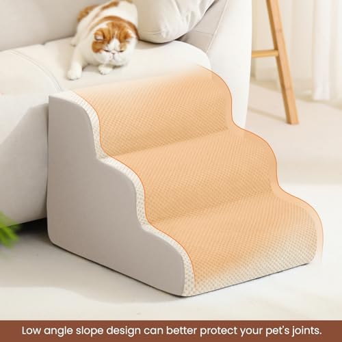 Dog Stairs for Small Dogs, High Density Foam Dog Ramp, Extra Wide Non-Slip Pet Steps for High Beds Or Couch, Soft Foam Doggie Ladder for Dogs Injured, Older Pets, Small Cats - Image 6