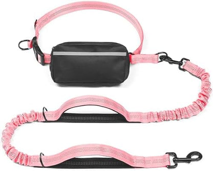 iYoShop Hands Free Dog Leash with Zipper Pouch, Baby Pink, 8-25 lbs, Medium by iYoShop