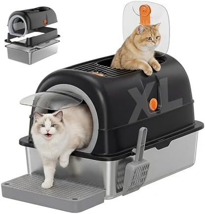 OLIXIS Stainless Steel Litter Box with Lid, Easy Cleaning by OLIXIS