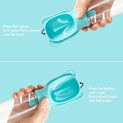 2 in 1 Dog Water Bottle with Food Container, Portable Leakproof Pet Water Dispenser & Bowl, Fits Dogs and Cats (Blue, Large) - Image 2