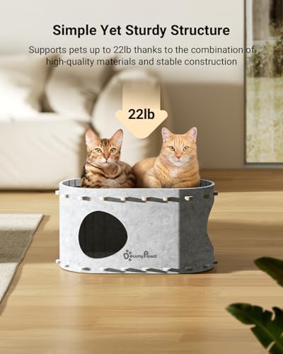 DownyPaws Cat House for Indoor Cats, Cube Castle Cat Bed Cave, Marble - Image 4