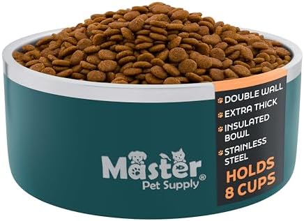 Master Pet Supply Stainless Steel Dog Bowls 64 oz Heavy Duty Emerald Sea by MasterPetSupply