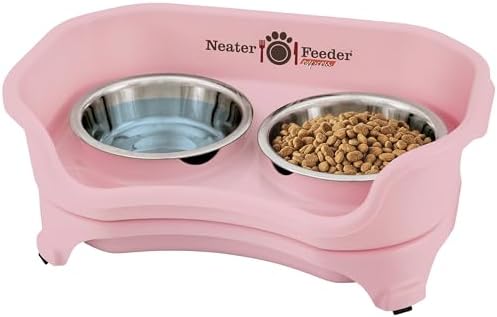 Neater Feeder Express Mess Proof Cat Bowls Elevated, No Spill Feeding Station, Stainless Steel Dishes for Food and Water, Raised Bowls for Indoor Cats, No Fatigue Whisker Friendly Dish, Pink by NeaterPets